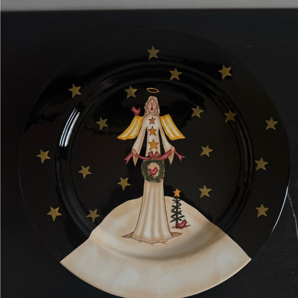 Certified International Black and Gold Holiday Plate